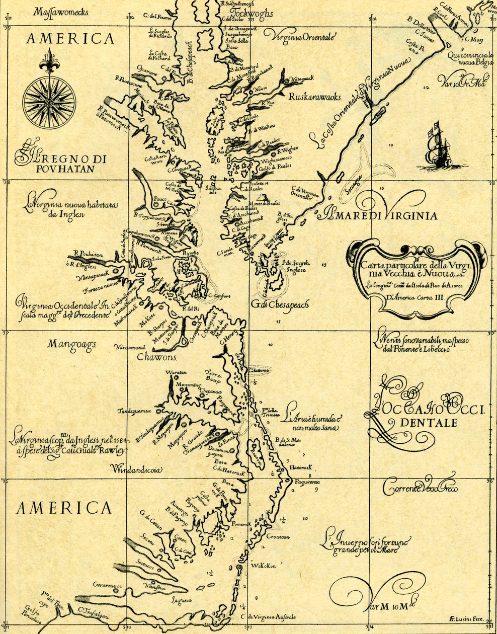 旧的和新弗吉尼亚州地图，1646-47 作者 不明