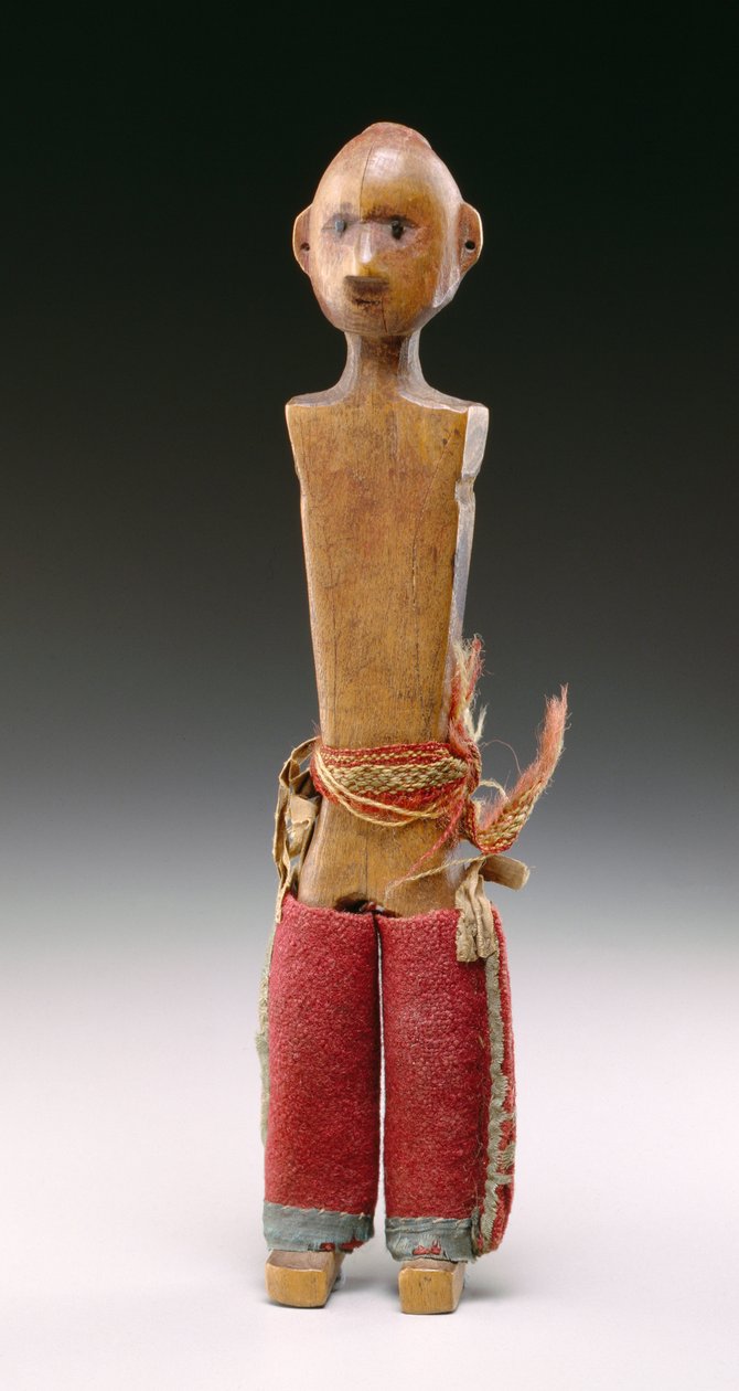 男性形象（爱情娃娃）Potawatomi，1800-60（木材和羊毛面料） 作者 美国学校