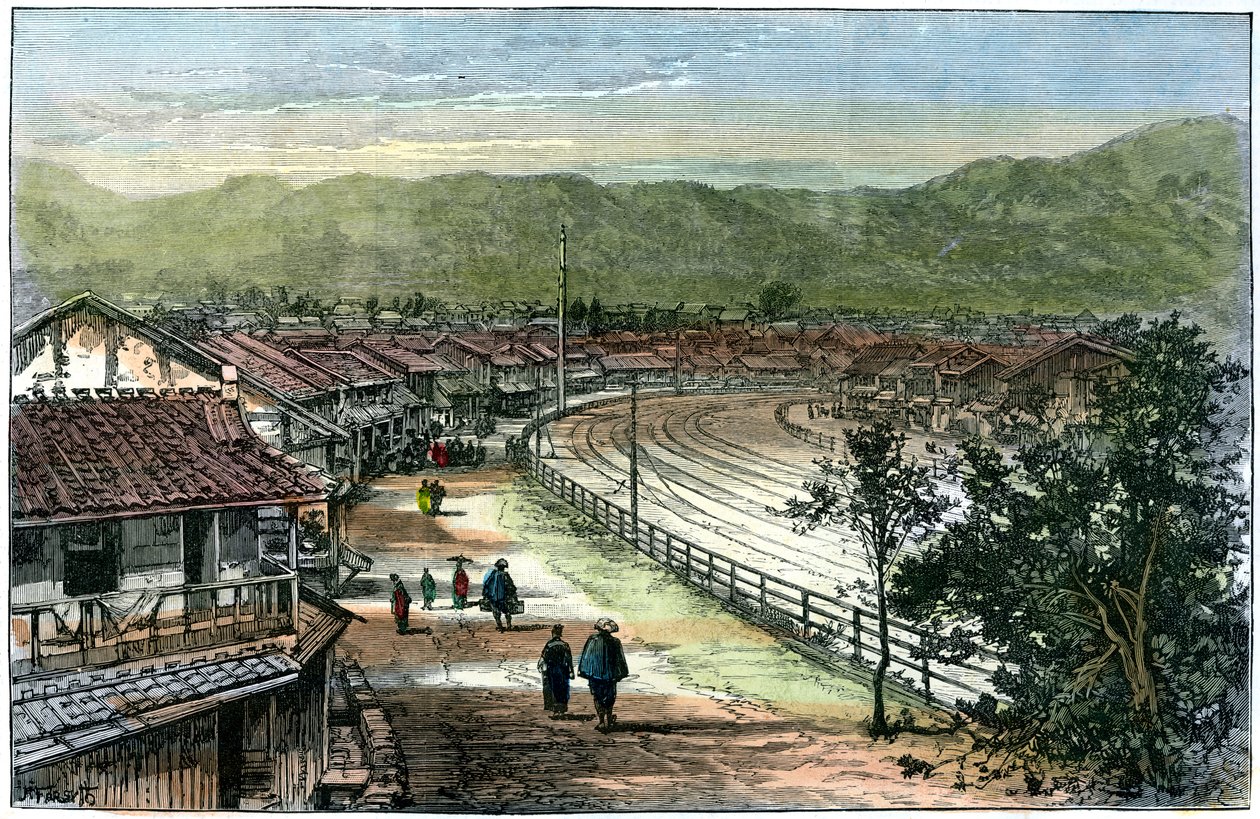 日本神户附近的铁路线，1891年 作者 福赛斯
