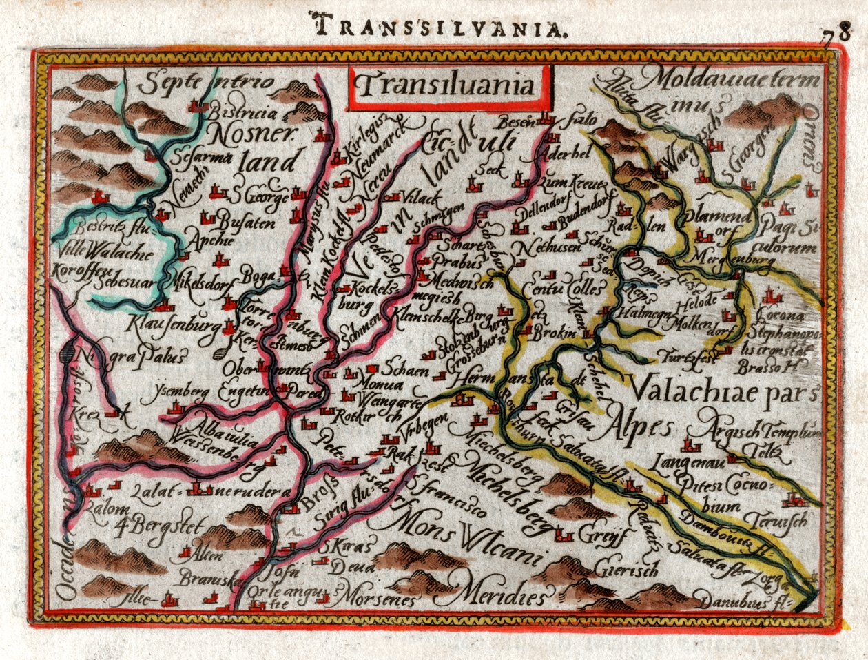 特兰西瓦尼亚地图1590 作者 亚伯拉罕·奥特里乌斯（Abraham Ortelius）