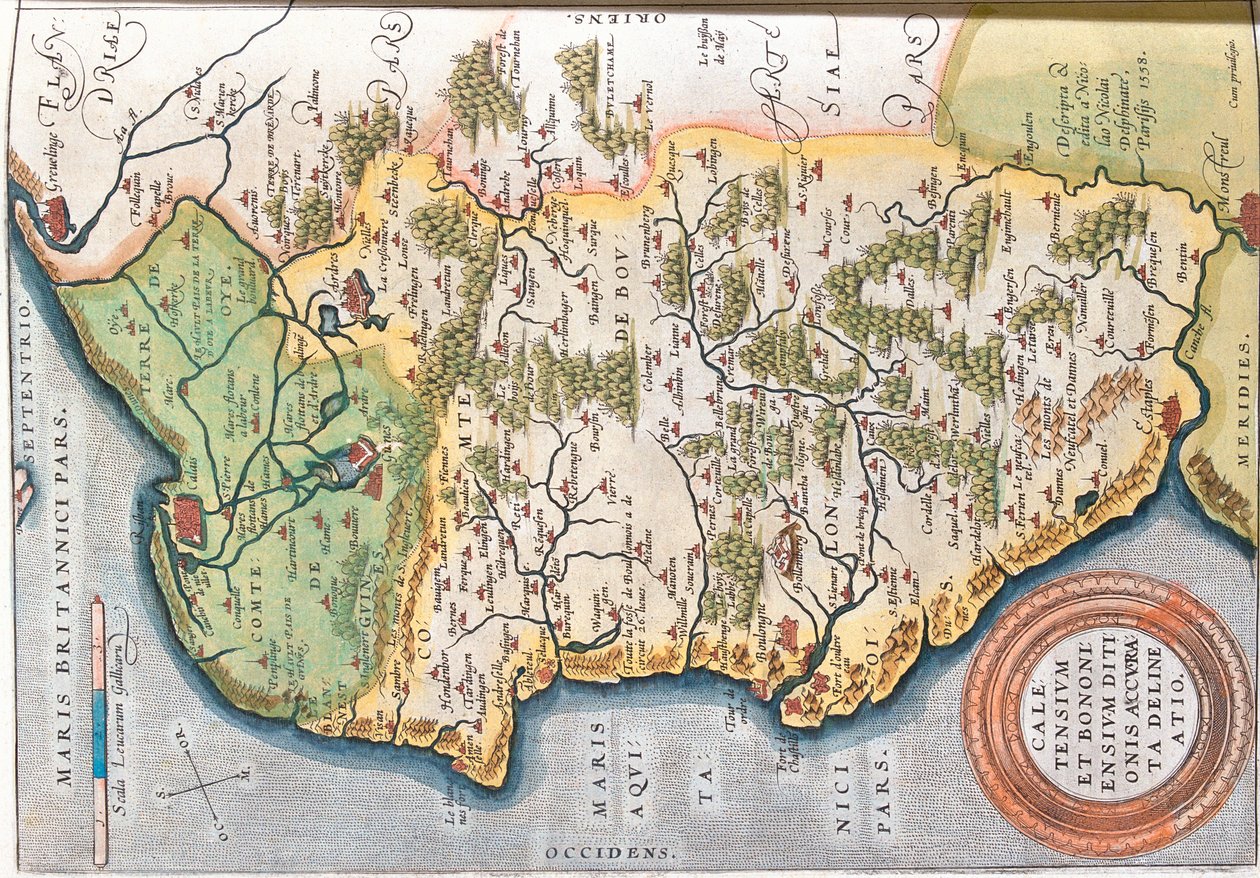加来海峡北部 , 法国 作者 亚伯拉罕·奥特里乌斯（Abraham Ortelius）