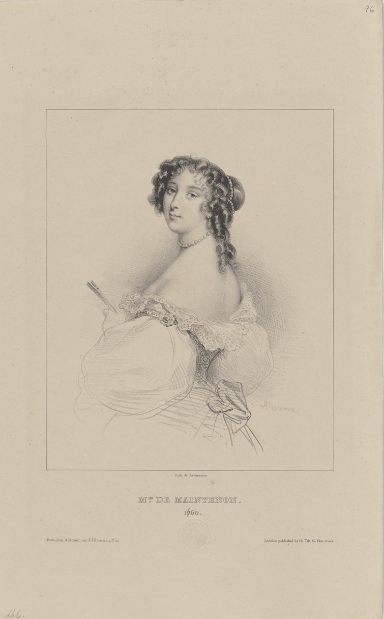 弗朗索瓦·杜比涅（FrançoisedAubigné），侯爵夫人（Marquise de Maintenon）1635-1719，1830-1840年代。 作者 阿基尔·德维里亚