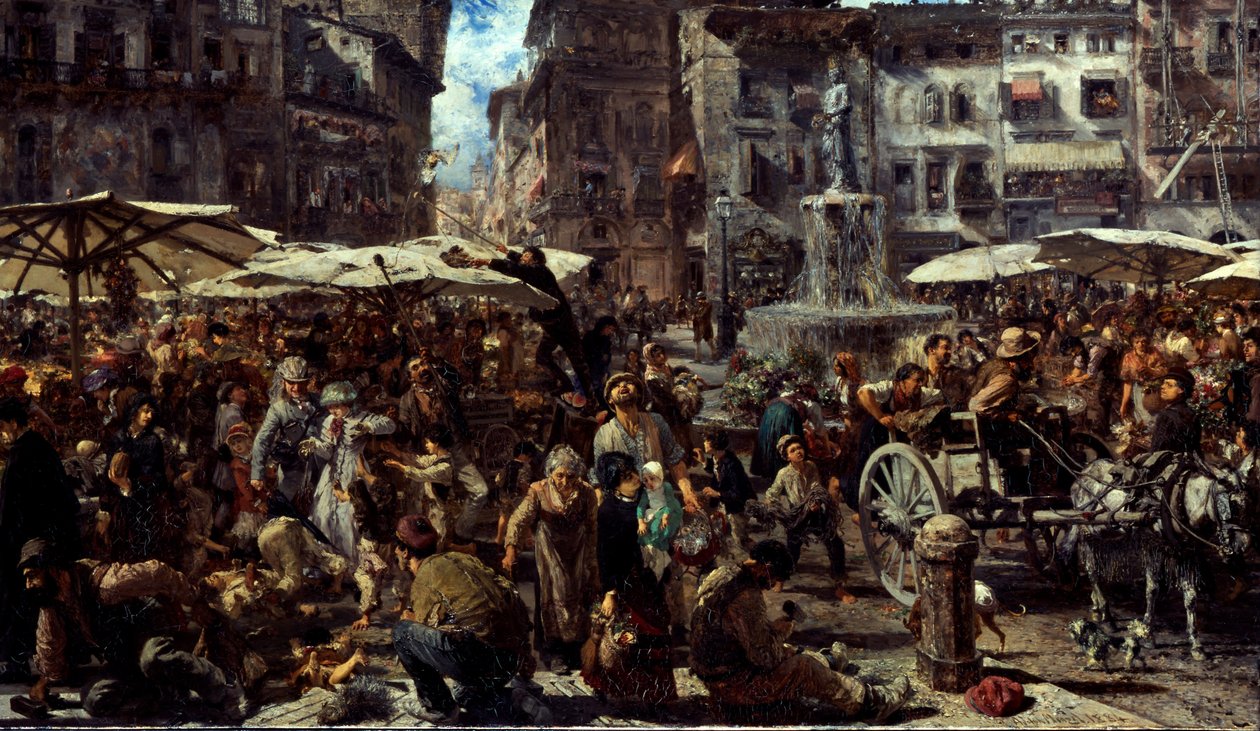 维罗纳广场dErbe广场，1884年 作者 阿道夫门泽尔