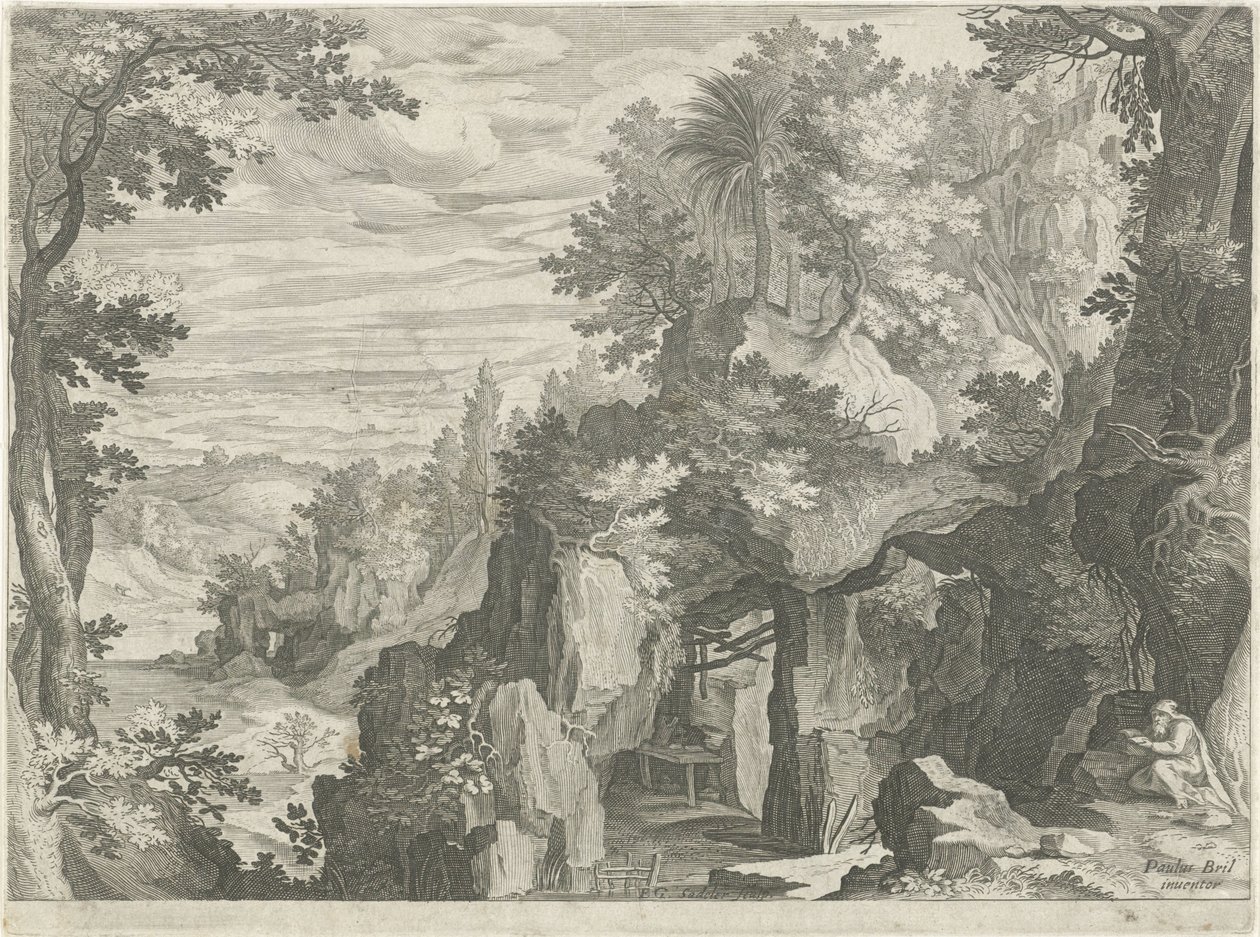 有隐士的山景 作者 埃吉迪乌斯·萨德勒 (II)