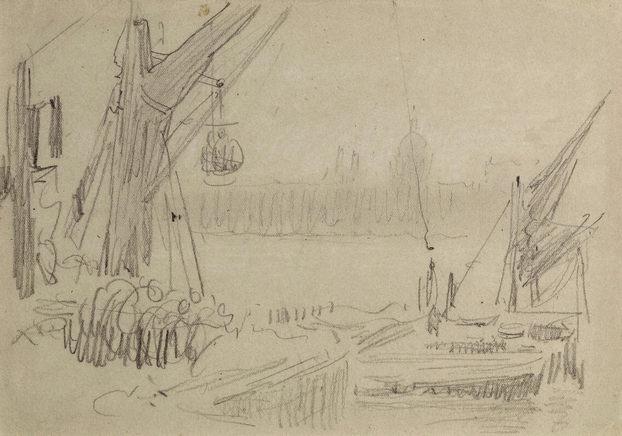 在泰晤士河，1890年 作者 阿尔伯特·古德温