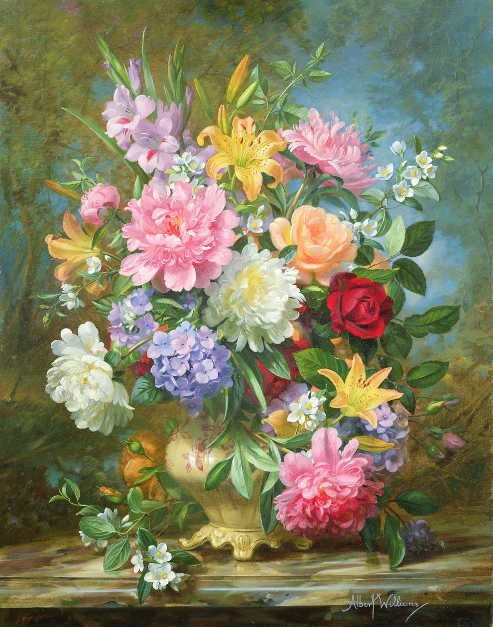 牡丹和混合花 作者 阿尔伯特·威廉姆斯