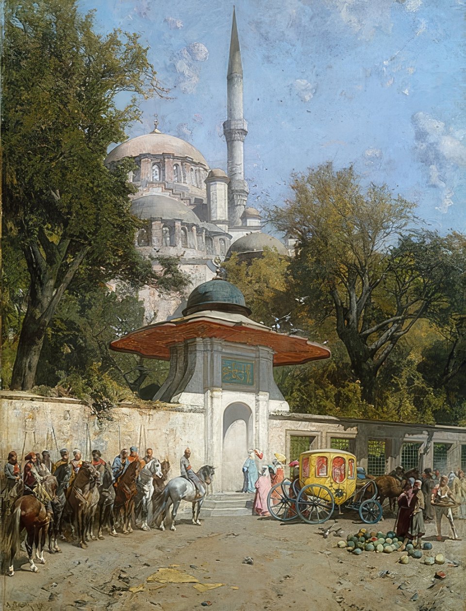一座清真寺。 1872年 作者 阿尔贝托·帕西尼（Alberto Pasini）