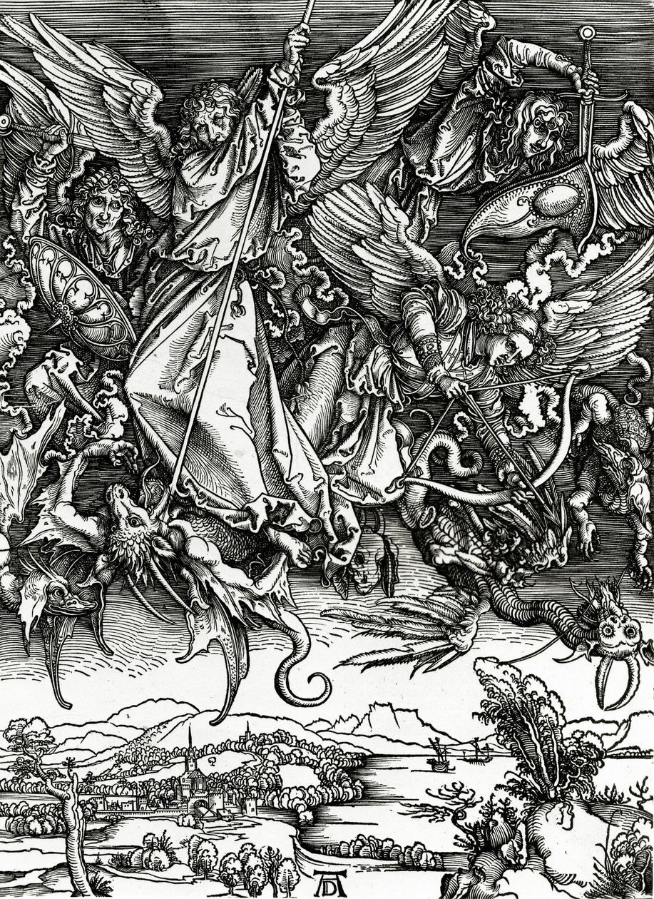 圣迈克尔战斗龙，1498年 作者 阿尔布雷希特丢勒