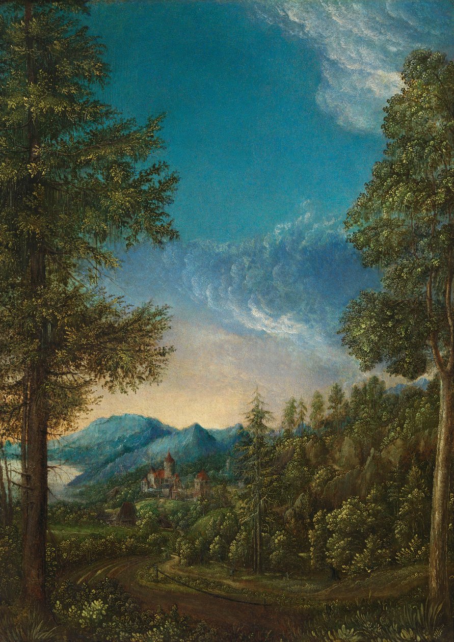 城堡景观c。 1525 作者 阿尔布雷希特·阿尔特多夫（Albrecht Altdorfer）