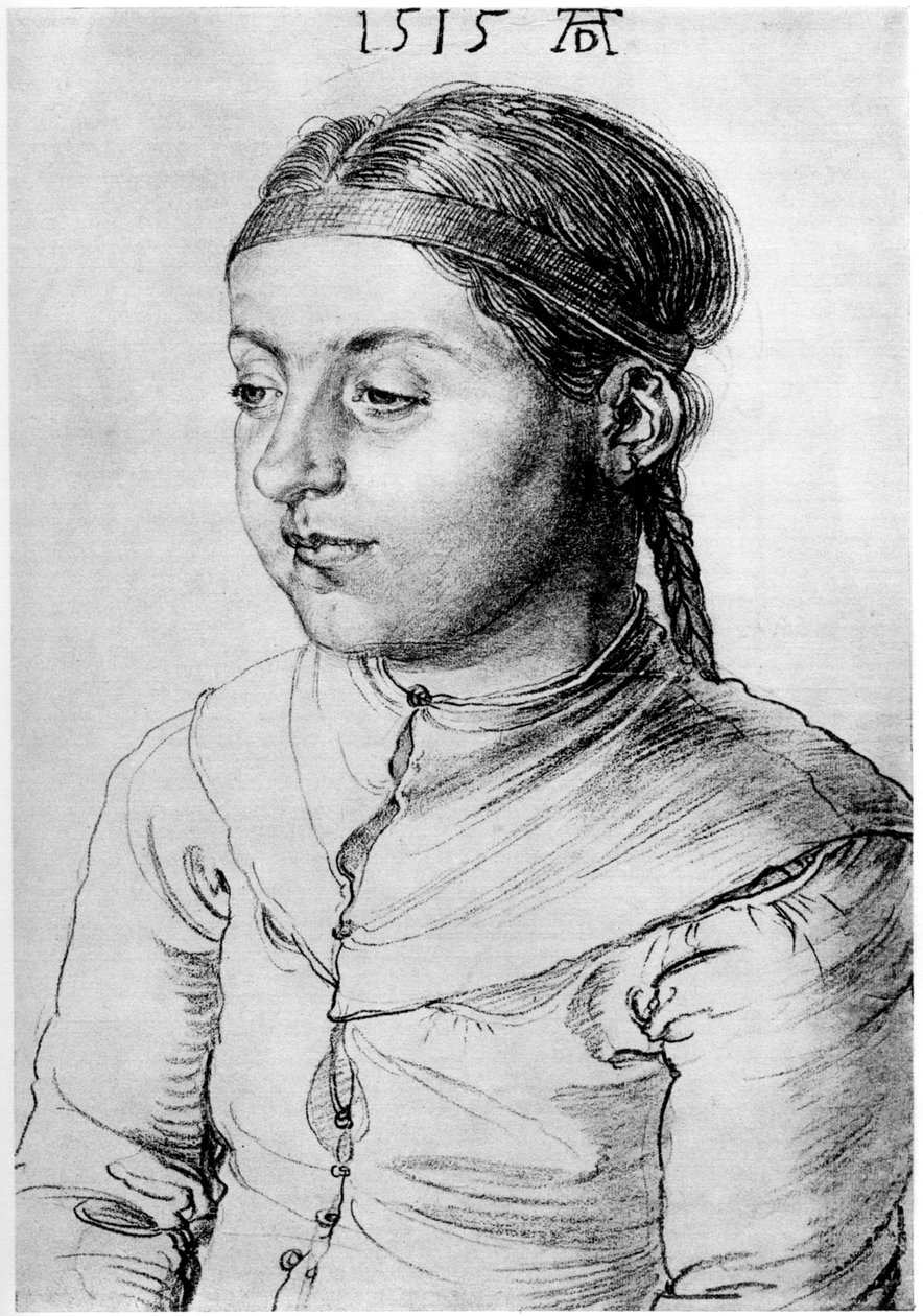 1515年，1936年，一个女孩的头 作者 阿尔布雷希特丢勒