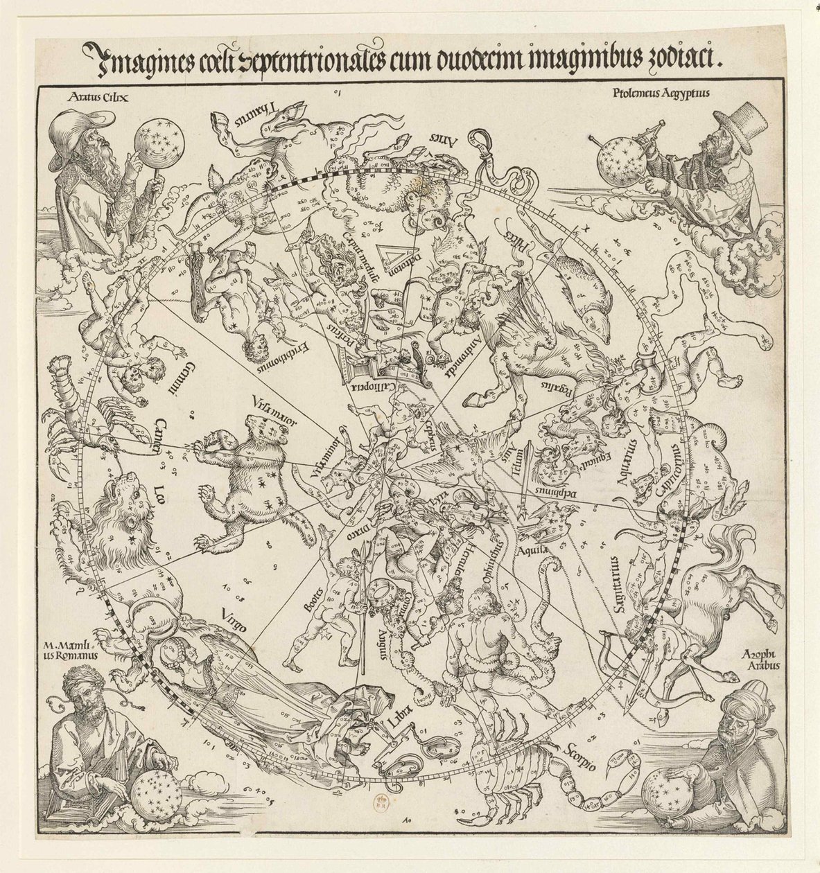 北天体半球，1515年。 作者 阿尔布雷希特丢勒