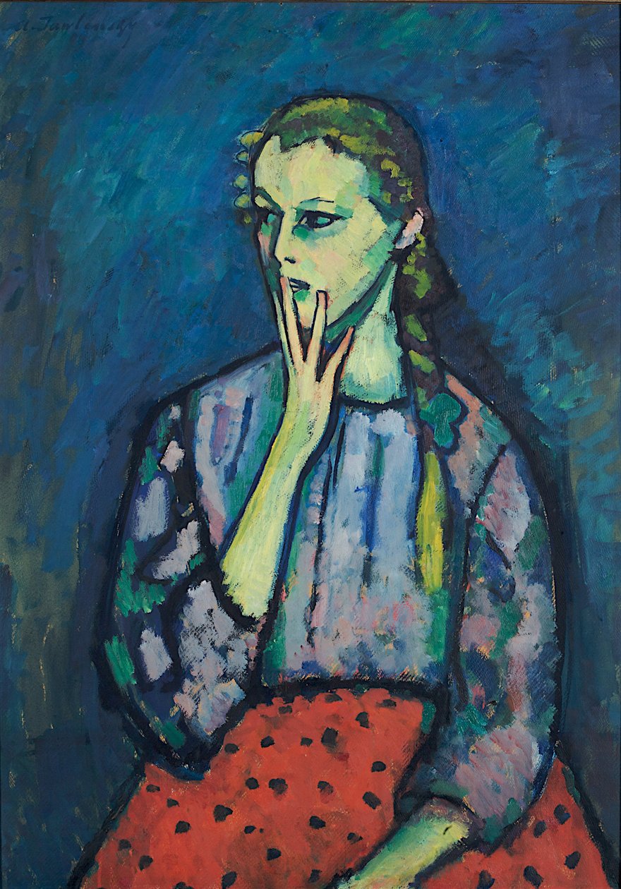 女孩的画像，1909年 作者 阿列克谢·冯·贾伦斯基