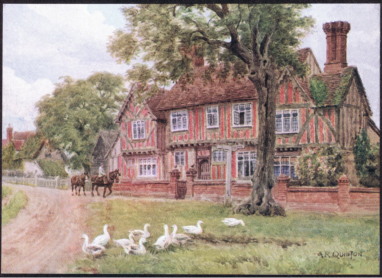 农舍，Brent Eleigh，Suffolk，来自The Cottages和英格兰乡村生活，由Dent＆Sons Limited出版，1912年 作者 阿尔弗雷德·罗伯特·昆顿