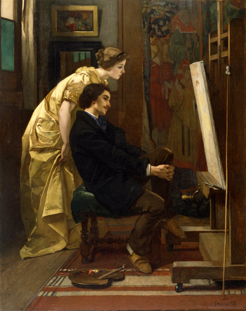 画家和他的模型 作者 阿尔弗雷德·埃米尔·史蒂文斯（Alfred Emile Stevens）