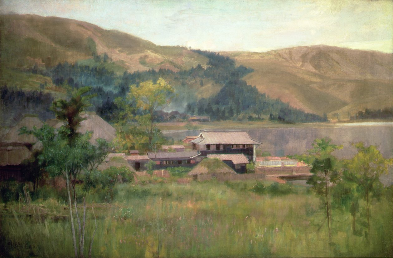 琵琶湖，约1889年（布面油画） 作者 东阿尔弗雷德