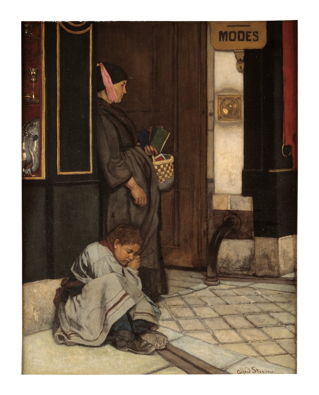 容忍乞讨（布面油画） 作者 阿尔弗雷德·埃米尔·史蒂文斯（Alfred Emile Stevens）