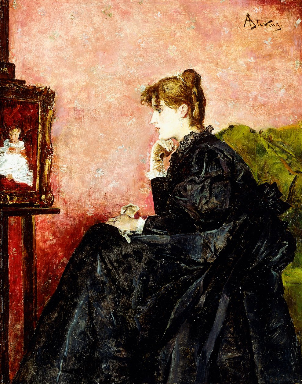 黑衣女郎 作者 阿尔弗雷德·埃米尔·史蒂文斯（Alfred Emile Stevens）
