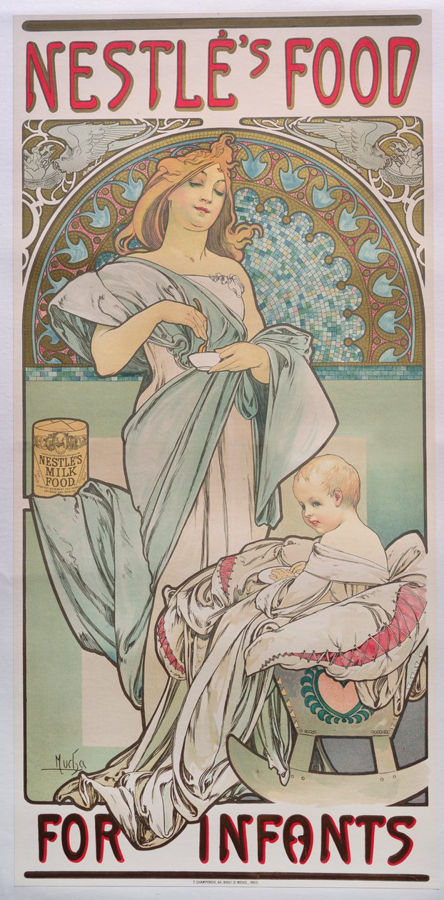 雀巢食品婴儿，1897年 作者 阿方斯·慕夏