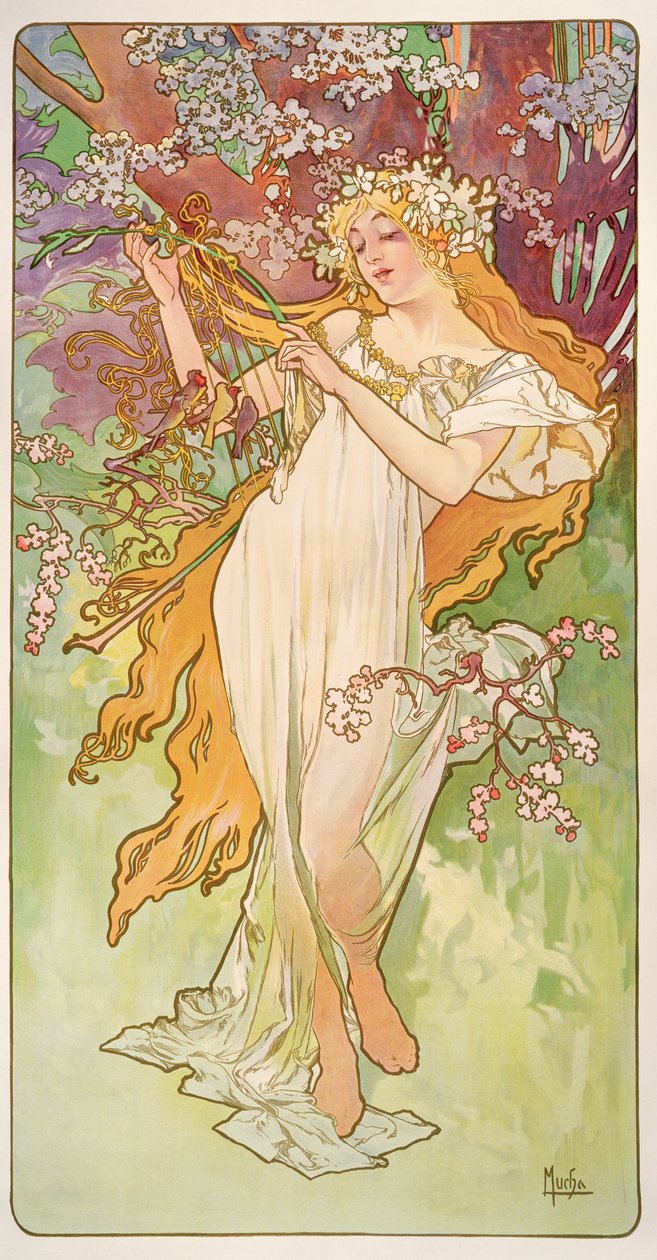四季：春天，1896年 作者 阿方斯·慕夏