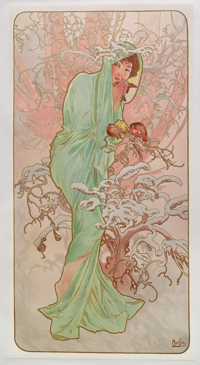 季节：冬天，1896年 作者 阿方斯·慕夏