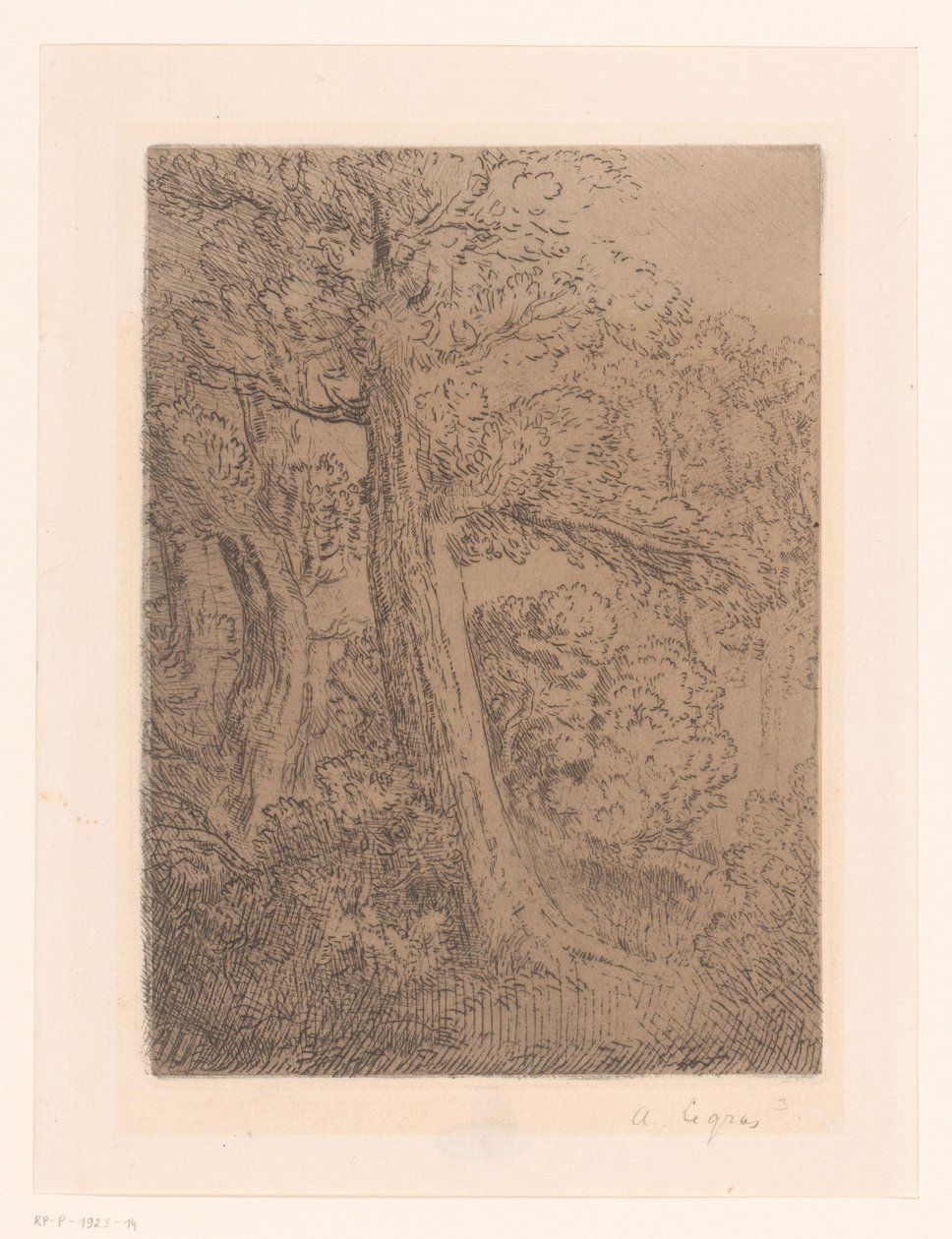 两棵树 作者 Alphonse Legros（艺术家签名）