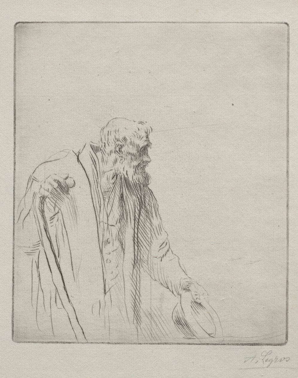 一个乞丐。 作者 阿方斯·莱格罗斯（Alphonse Legros）