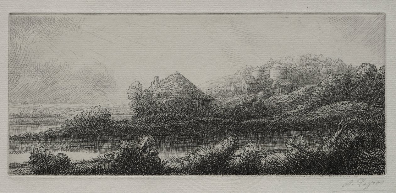 沼泽里的小屋。 作者 阿方斯·莱格罗斯（Alphonse Legros）