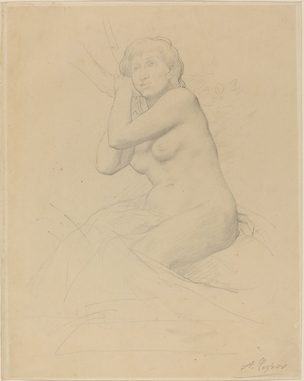 女性裸体坐姿 作者 阿方斯·莱格罗斯（Alphonse Legros）