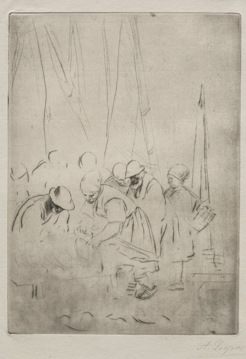 布洛涅码头上的渔民。 作者 阿方斯·莱格罗斯（Alphonse Legros）