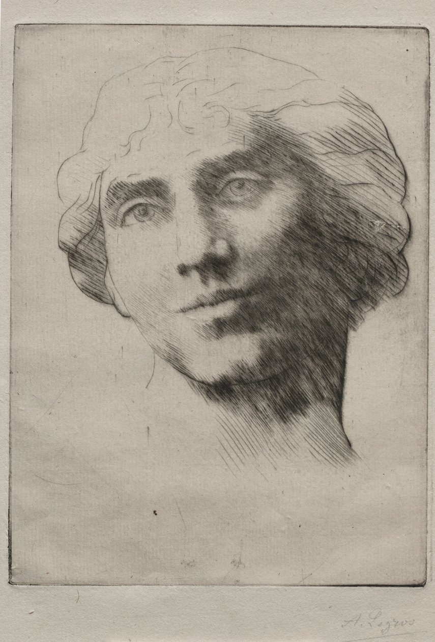 一个年轻女子的头。 作者 阿方斯·莱格罗斯（Alphonse Legros）
