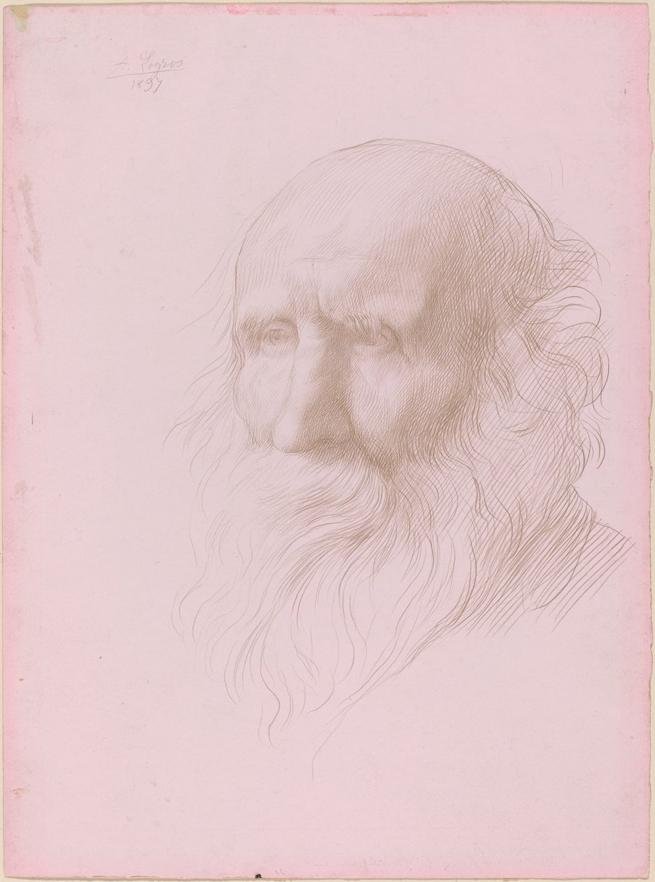 一个老人的头 作者 阿方斯·莱格罗斯（Alphonse Legros）