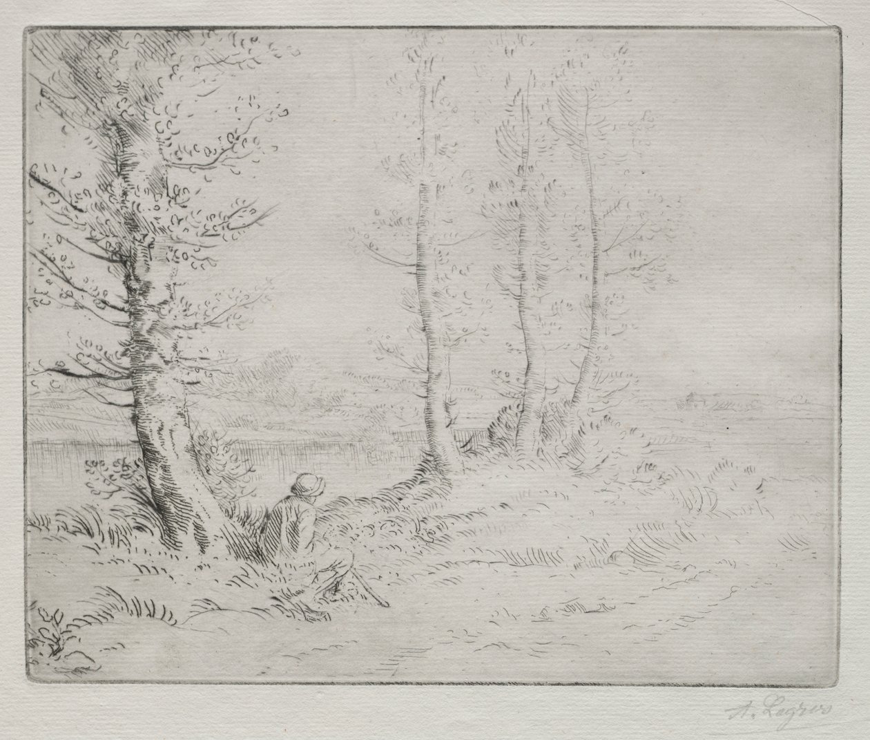 沿着河岸 作者 阿方斯·莱格罗斯（Alphonse Legros）