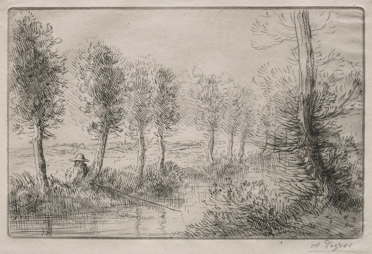 临近磨坊。 作者 阿方斯·莱格罗斯（Alphonse Legros）