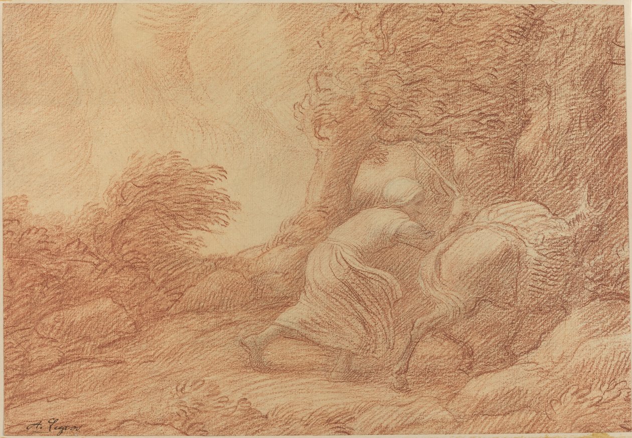 农民和驴子 作者 阿方斯·莱格罗斯（Alphonse Legros）