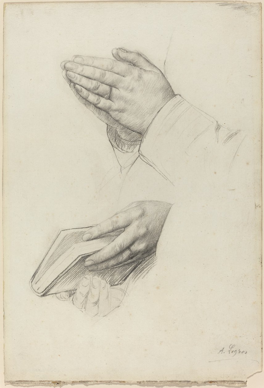 两个手的研究。 作者 阿方斯·莱格罗斯（Alphonse Legros）