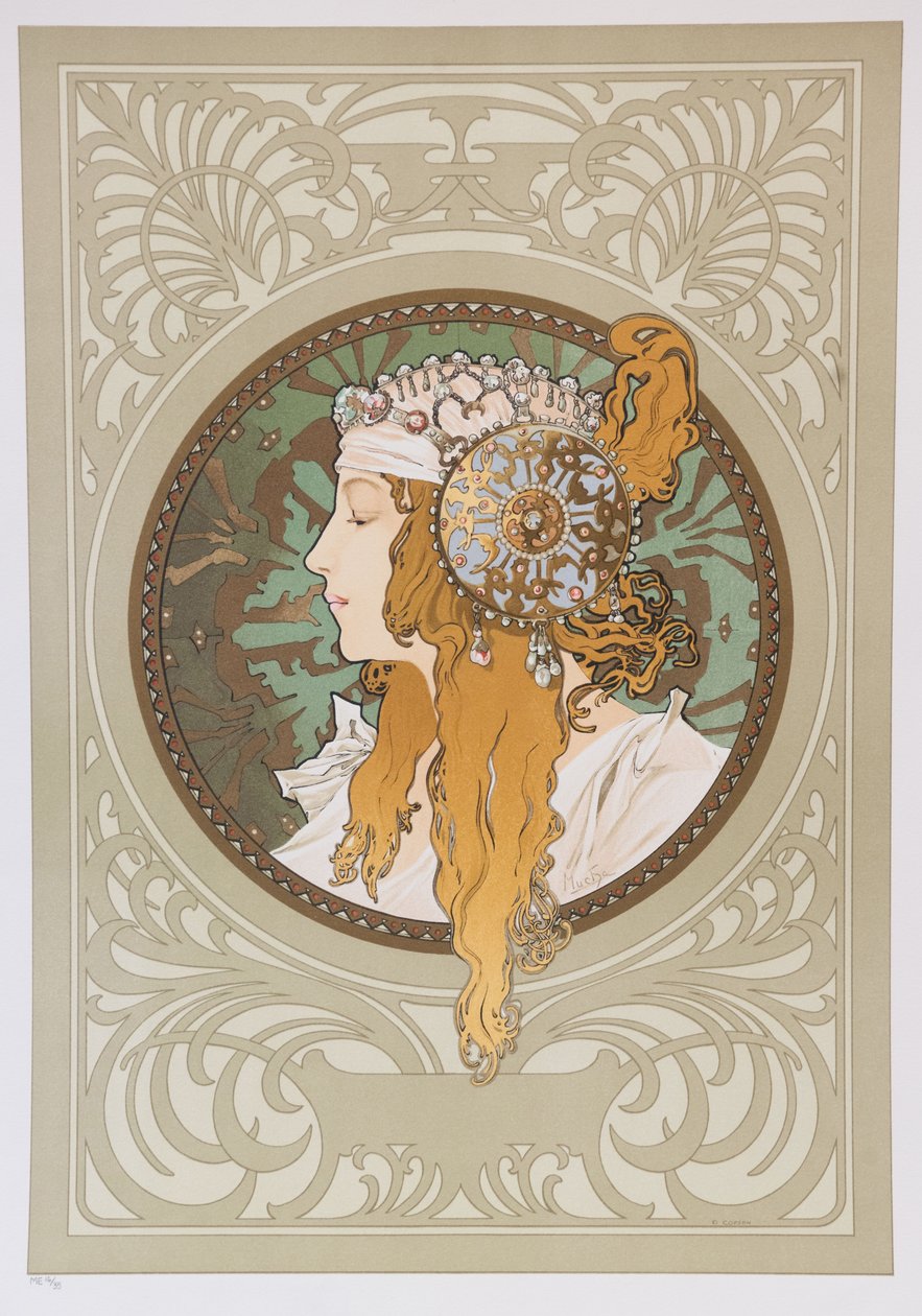 拜占庭人头：金发，1897年。 作者 阿方斯·慕夏
