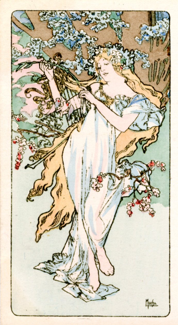 春天》，1900年 作者 阿方斯·慕夏