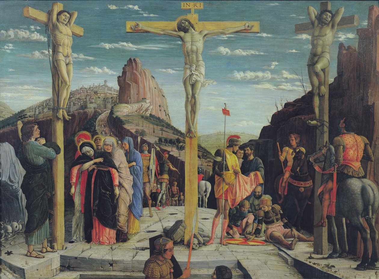 Calvary，来自Verona祭坛圣芝诺的中央预制面板，1456-60油面板） 作者 安德里亚·曼特尼亚（Andrea Mantegna）