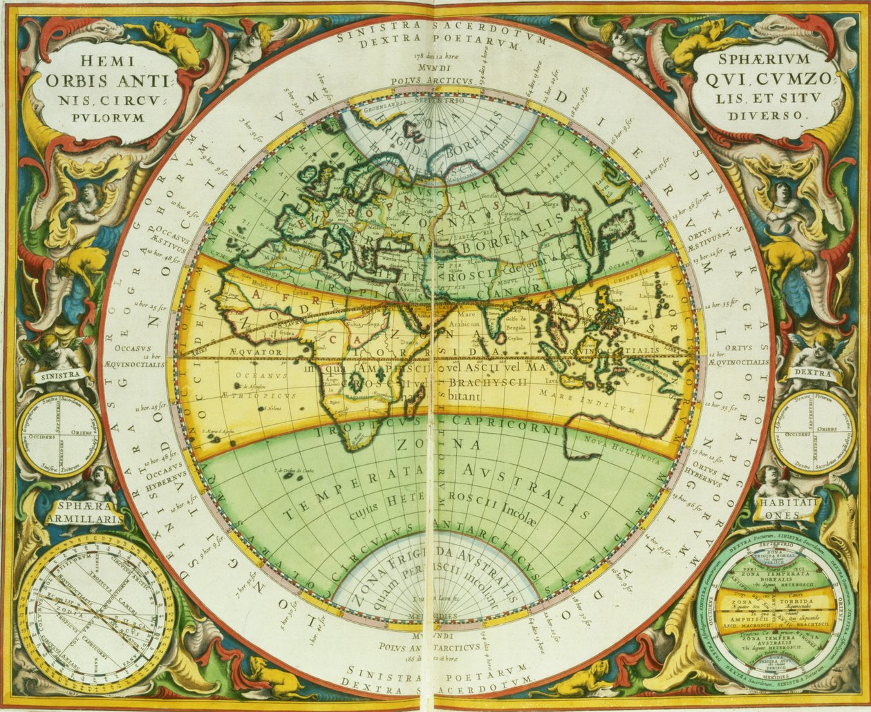 世界古代半球，从&39;天体地图集，或宇宙的和谐&39;（Atlas coelestis seu harmonia macrocosmica）酒吧的板块94。作者：Joannes Janssonius，阿姆斯特丹，1660-1（engravi 作者 安德鲁·塞拉瑞斯