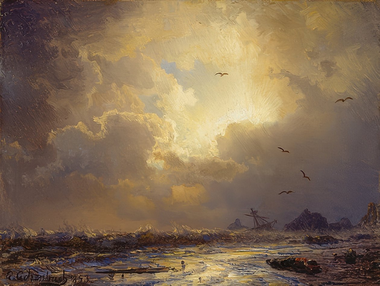暴风雨过后。 1853年 作者 安德烈亚斯·阿亨巴赫（Andreas Achenbach）