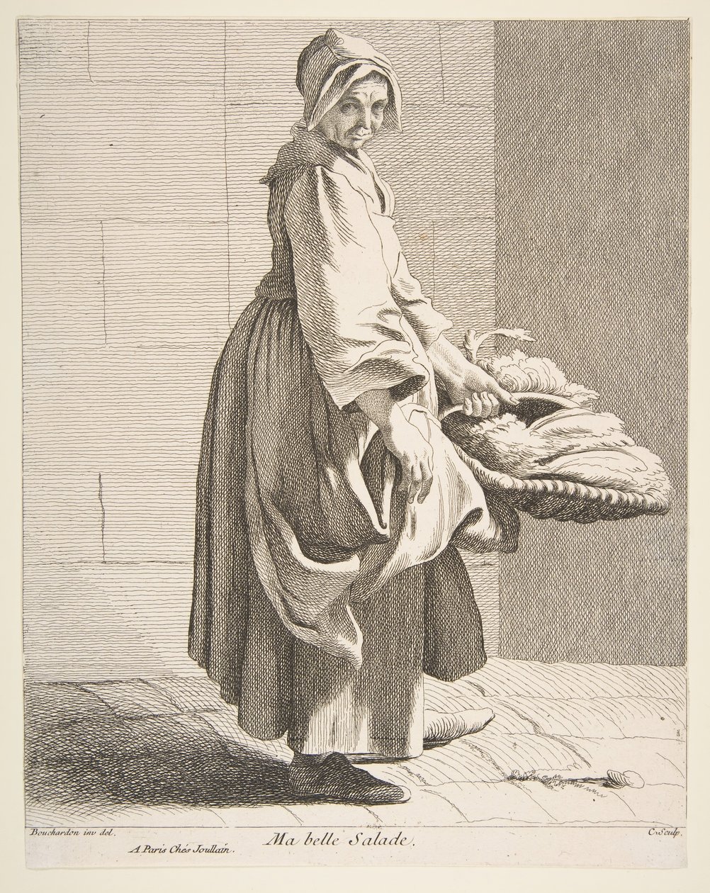 生菜卖方，1742年。 作者 安妮·克劳德·菲利普·德·卡勒斯