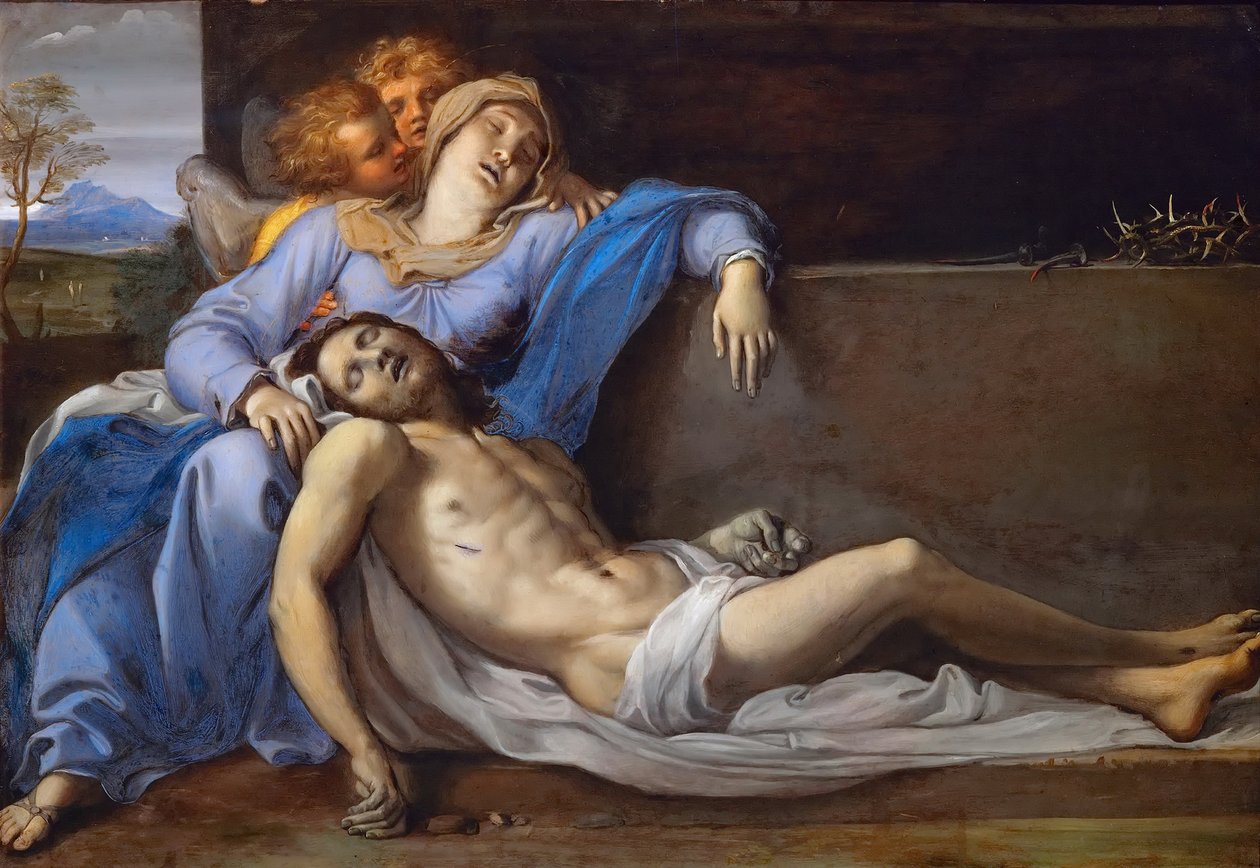 Pietà有两个天使 作者 Annibale Carracci