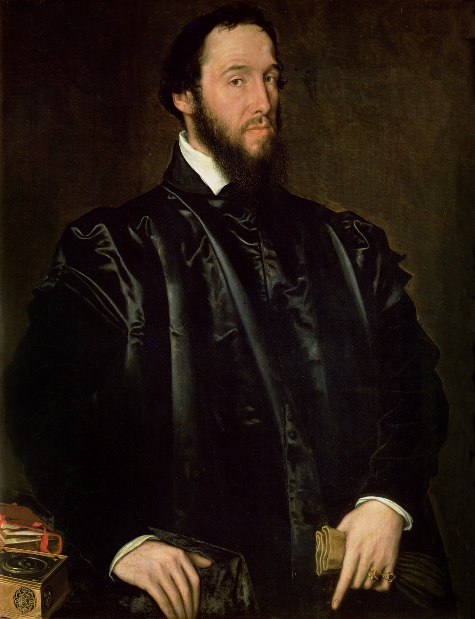 Anton Perrenot de Granvelle（1517-86）的肖像，国务大臣查理五世和西班牙的菲利普二世，1571年成为西班牙总督，1549年（小组） 作者 安东尼·范·达索斯特·莫尔