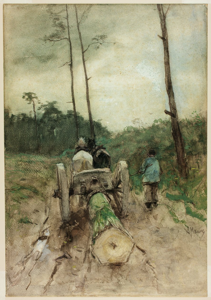 森林管理员的手推车 作者 安东·莫夫（Anton Mauve）