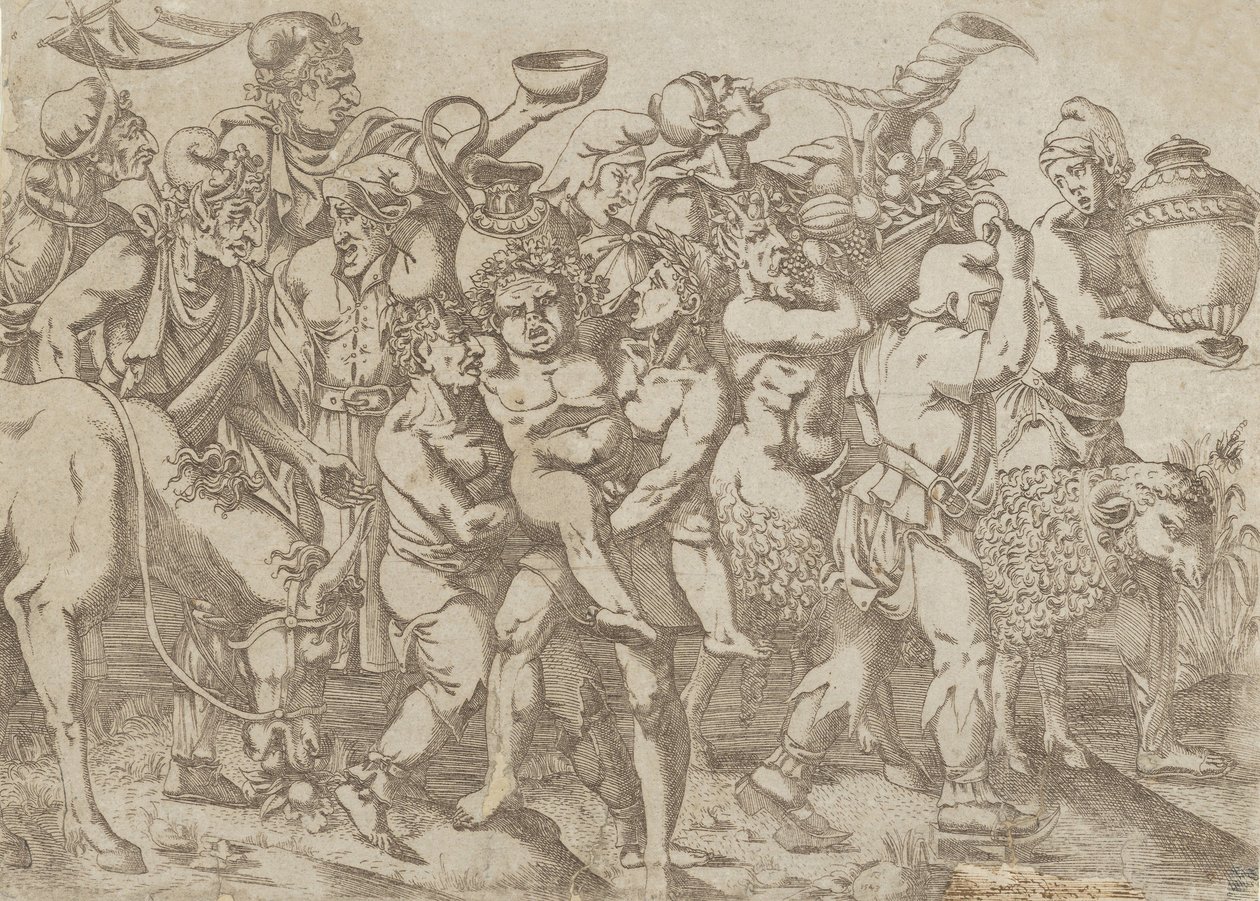 Silenus Carried, 1543. 作者 安东尼奥·范图齐