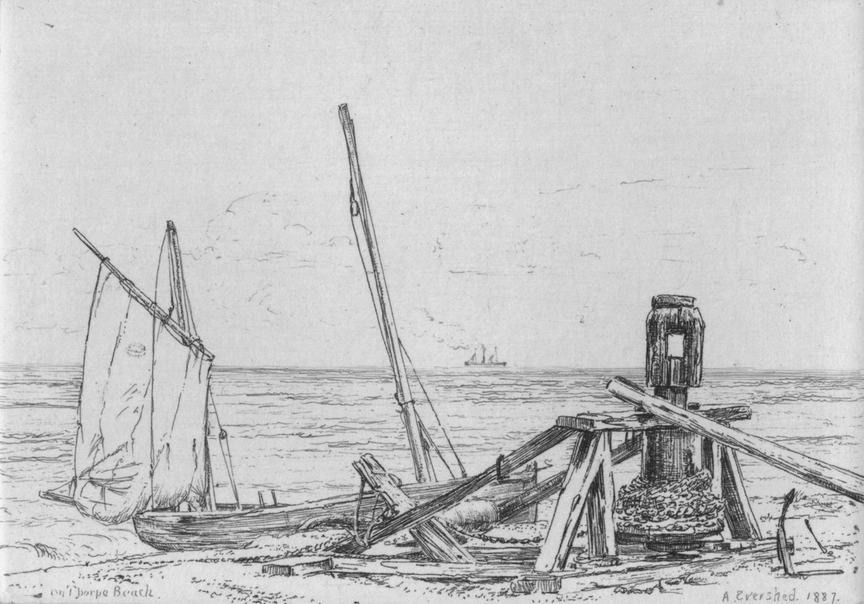 在索普海滩》，1887年。 作者 亚瑟·埃弗谢德