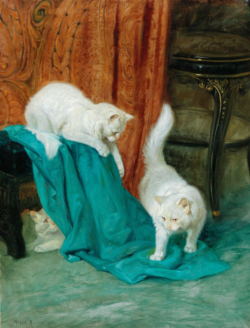 猫咪玩耍 作者 亚瑟·海耶（Arthur Heyer）
