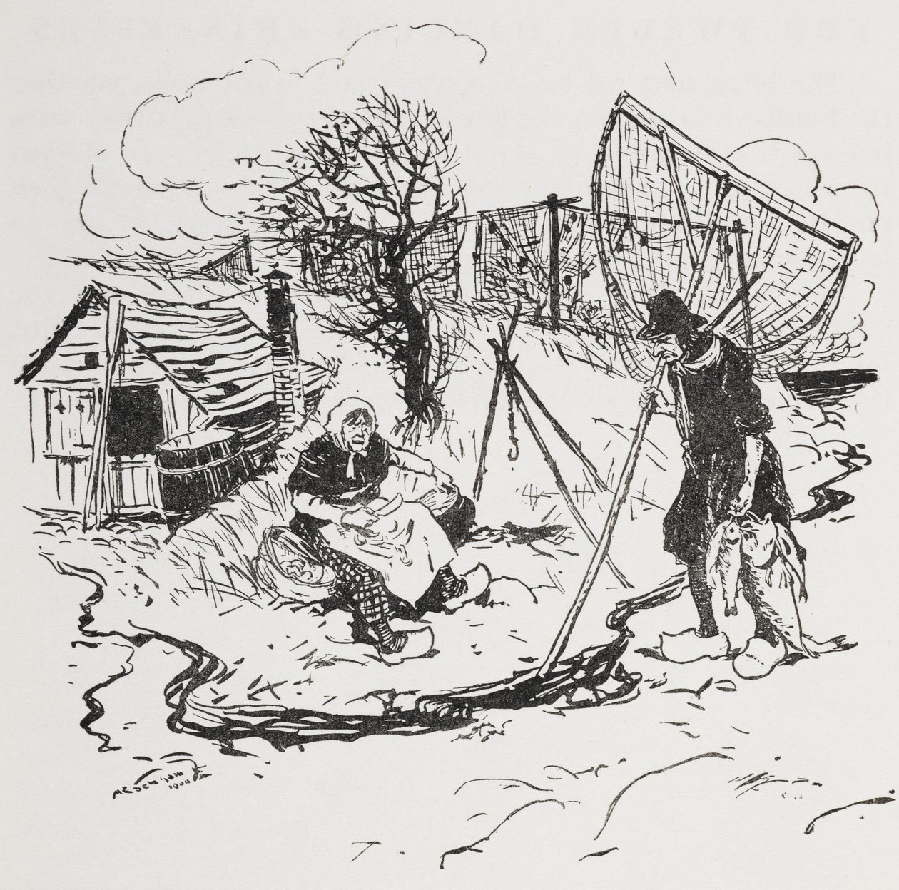 渔夫和他的妻子 作者 亚瑟·拉克汉姆（Arthur Rackham）