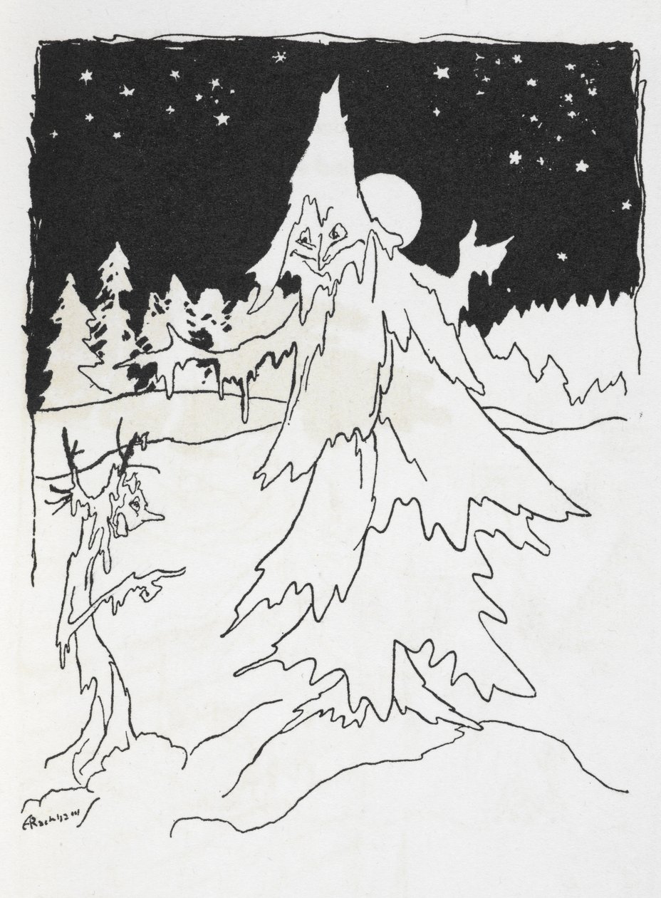 雪林中的两个树人 作者 亚瑟·拉克汉姆（Arthur Rackham）