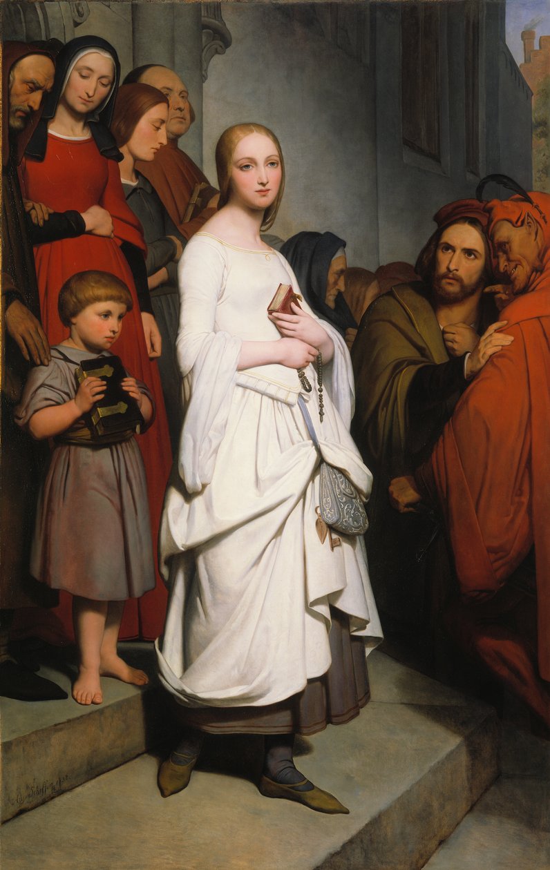 玛格丽特离开教堂，1838年 作者 艾瑞·谢弗（Ary Scheffer）
